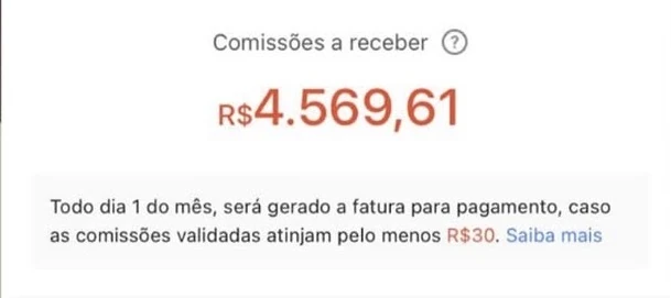 Painel de comissões a receber
